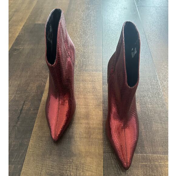 Marc Fisher Haylian Pointed Toe Snake Embossed High Heel Booties Size 7.5 - Picture 1 of 8